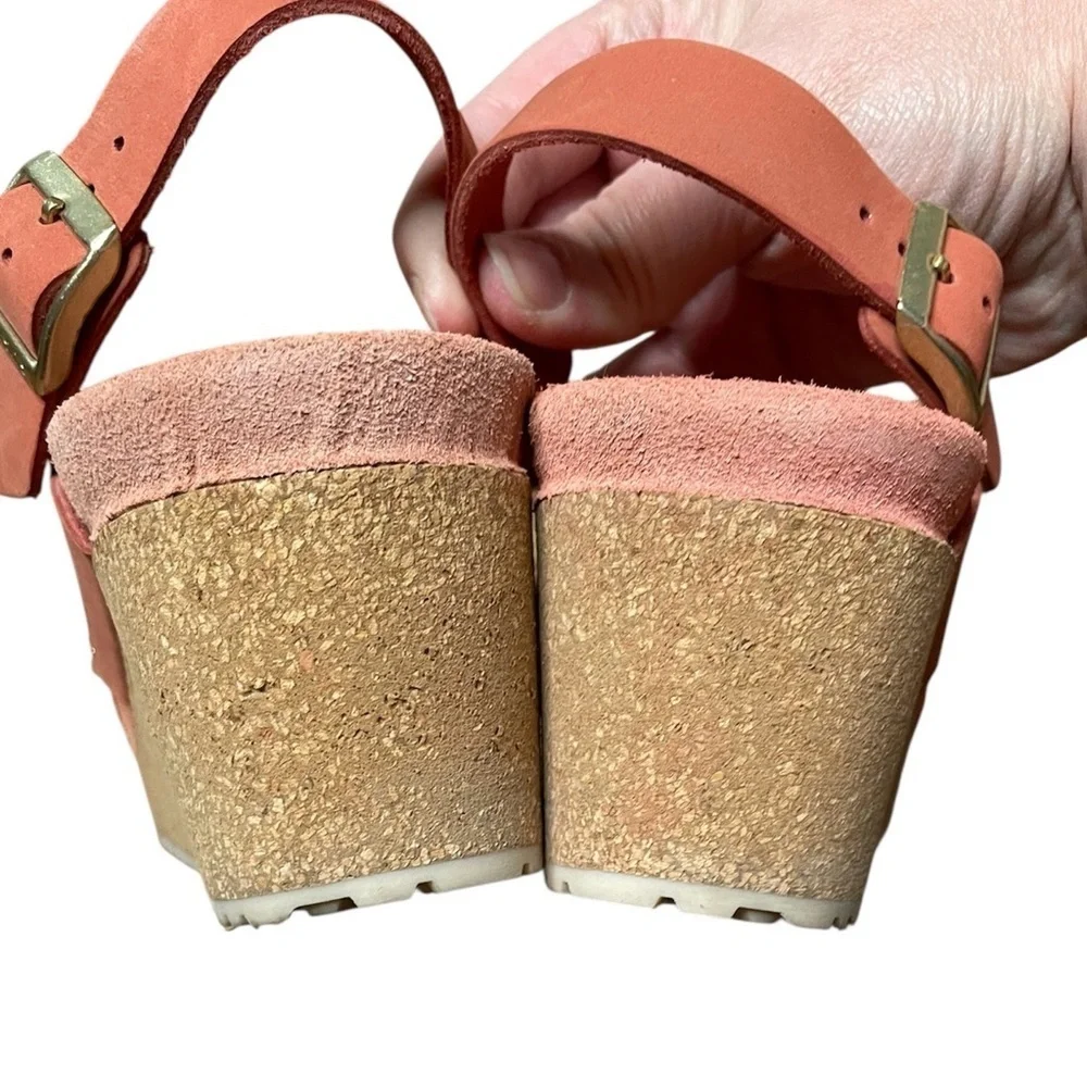 Birkenstock Papillio Samira Rivets Sandal Size 38 / US 7 Wedge Heel Earth Red